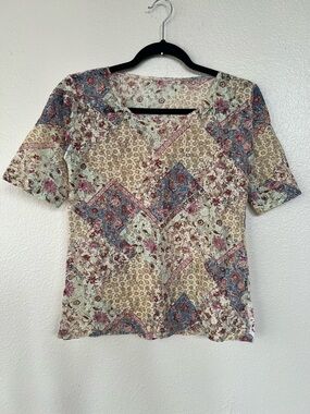 Boho Floral Patchwork Like Lace Cottage Core Top